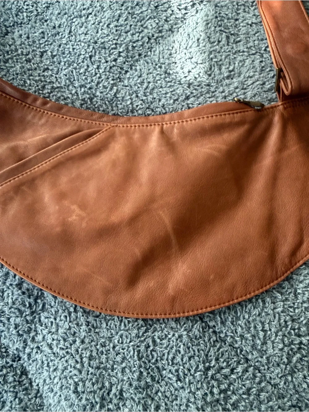 Casual Crescent Messenger Bag in Cognac Brown